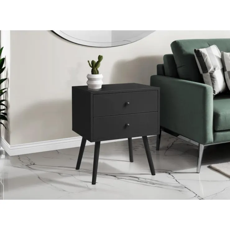 Monarch Accent Table 24"H with Storage - Black