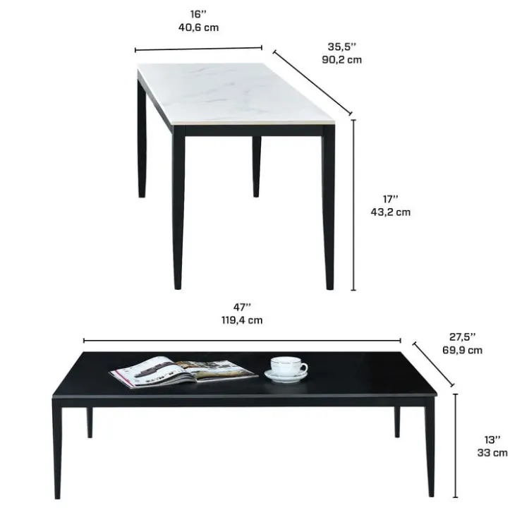Accent Table Set - 2 pcs White/Black Sale