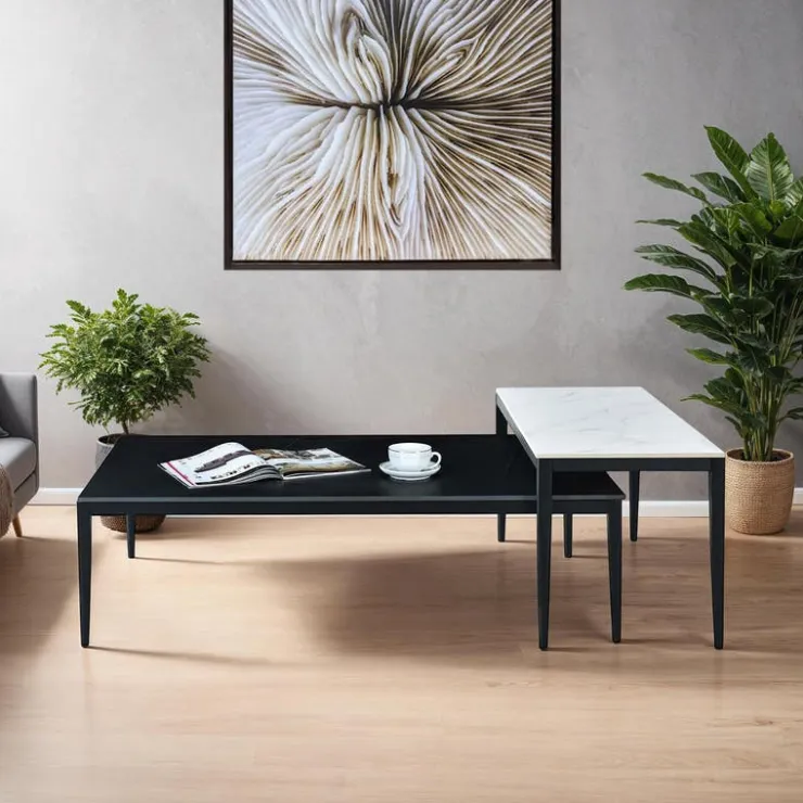 Accent Table Set - 2 pcs White/Black Sale