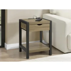 Monarch Accent Table with Storage, Power Outlet, and USB Ports - DARK TAUPE Hot