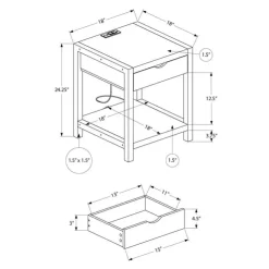 Monarch Accent Table with Storage, Power Outlet, and USB Ports - DARK TAUPE Hot