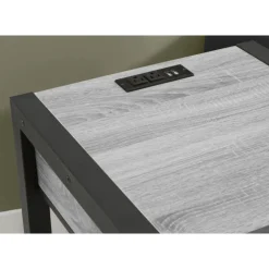 Monarch Accent Table with Storage, Power Outlet, and USB Ports - GREY Outlet