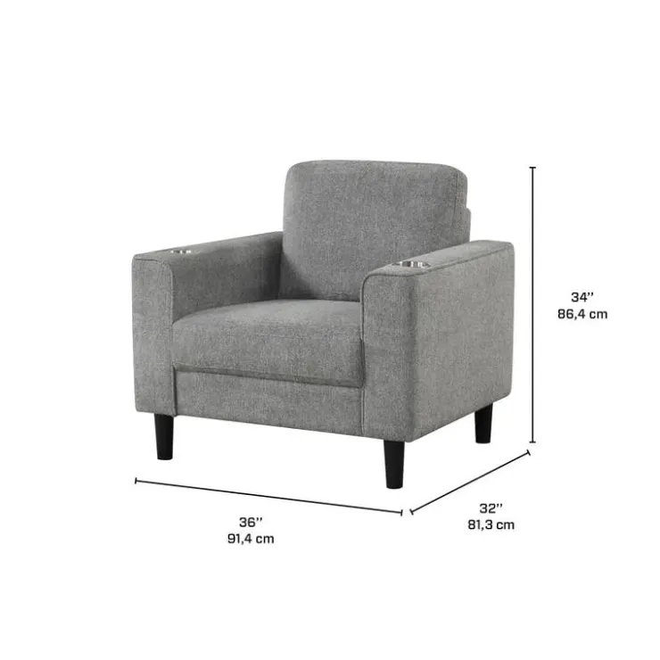 Armchair with Cup Holders Grey Discount