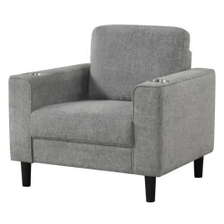 Armchair with Cup Holders Grey Discount