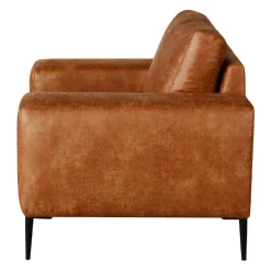 Armchair with Deep Seat and Square Armrests Brown Discount