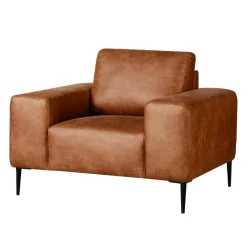 Armchair with Deep Seat and Square Armrests Brown Discount