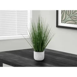 Monarch Artificial plant - 21"h / indoor grass in cement 4" pot Green Hot