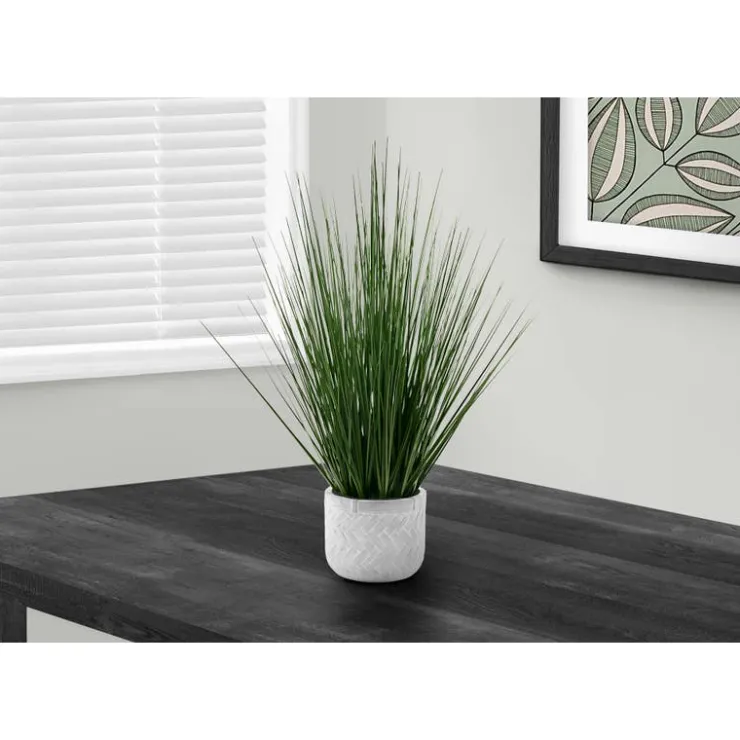 Monarch Artificial plant - 21"h / indoor grass in cement 4" pot Green Hot