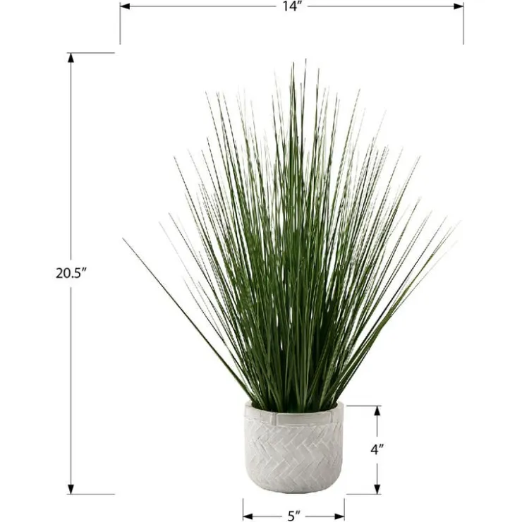 Monarch Artificial plant - 21"h / indoor grass in cement 4" pot Green Hot