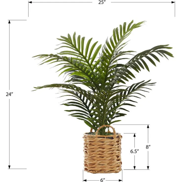 Monarch Artificial plant - 24"h / indoor palm / 8" woven basket Green Best