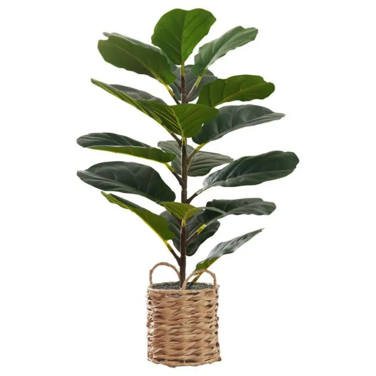 Monarch Artificial plant - 28"h / indoor fiddle / 8" woven basket Green Best