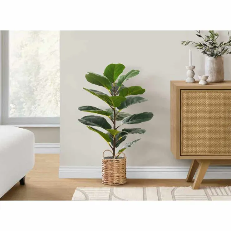 Monarch Artificial plant - 28"h / indoor fiddle / 8" woven basket Green Best