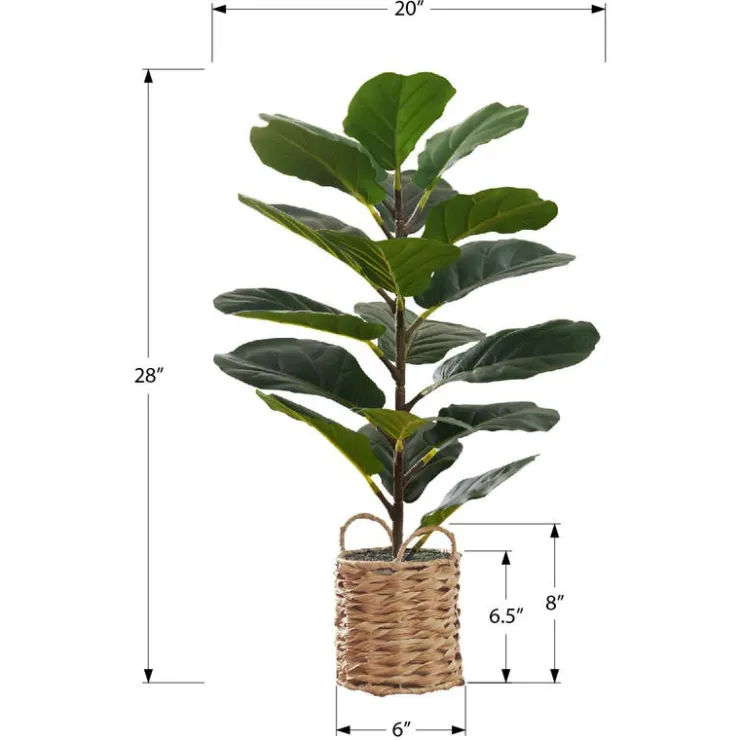 Monarch Artificial plant - 28"h / indoor fiddle / 8" woven basket Green Best
