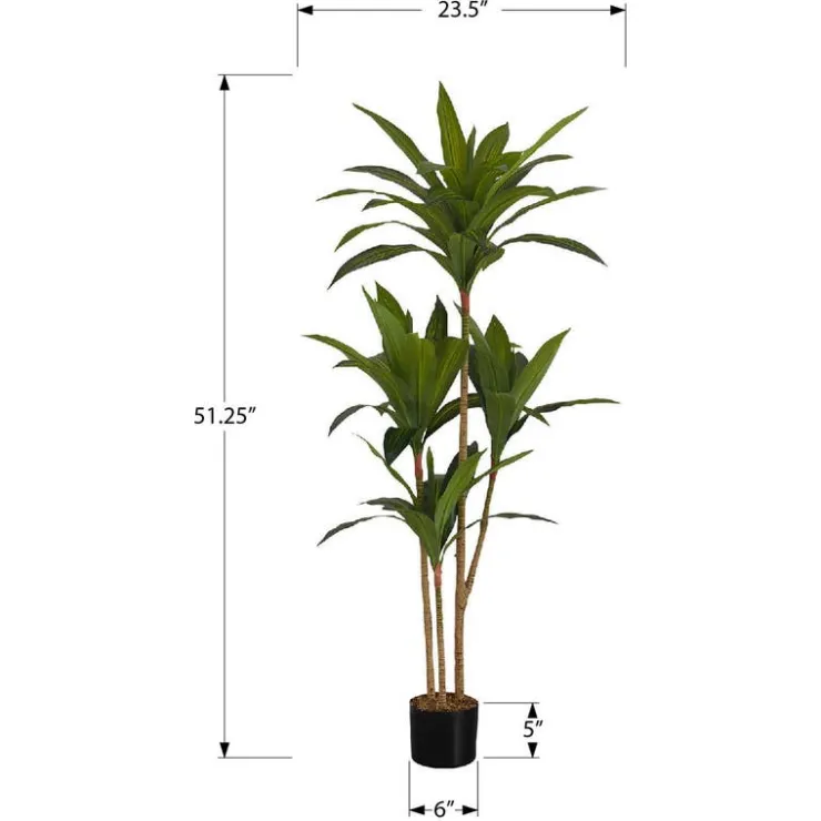 Monarch Artificial plant - 51"h / indoor dracaena in a 5" pot Green Hot
