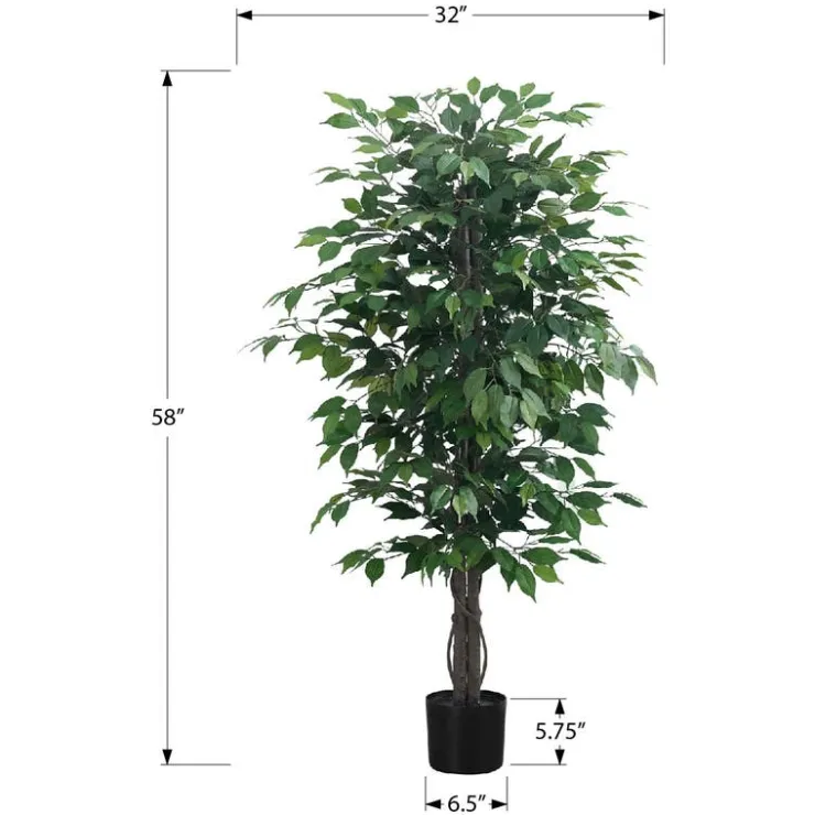Monarch Artificial plant - 58"h / indoor ficus tree in a 6" pot Green Best