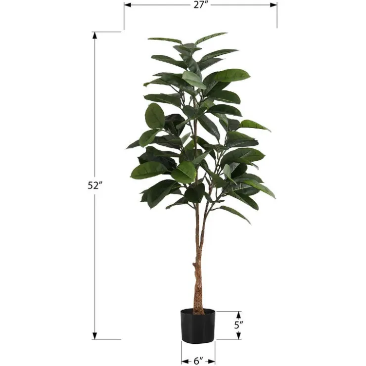 Monarch Artificial plant - 52"h / indoor rubber tree in a 5" pot Green Hot