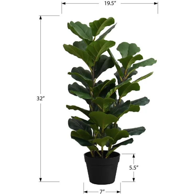 Monarch Artificial plant - 32"h / indoor fiddle in a 6" pot Green New