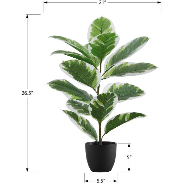 Monarch Artificial plant - 27"h / indoor rubber in a 5" pot Green