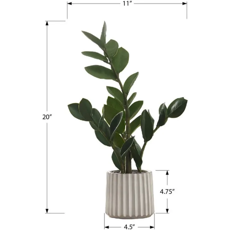 Monarch Artificial plant - 20"h / indoor zz in a 5" cement pot Green Clearance