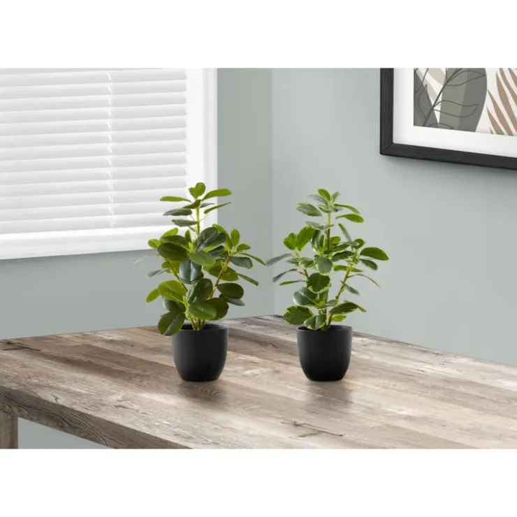 Monarch Artificial plant - 2pcs / 14"h ficus elastica in 4" pot Green New