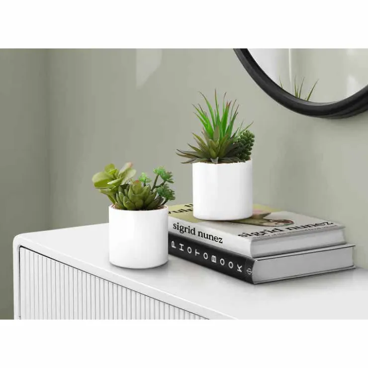 Monarch Artificial plant - 2pcs / 7"h succulent in 3" ceramic pot Green Sale