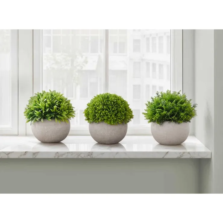 Monarch Artificial plant - 3pcs / 5"h grass in a 3" grey pot Green Outlet