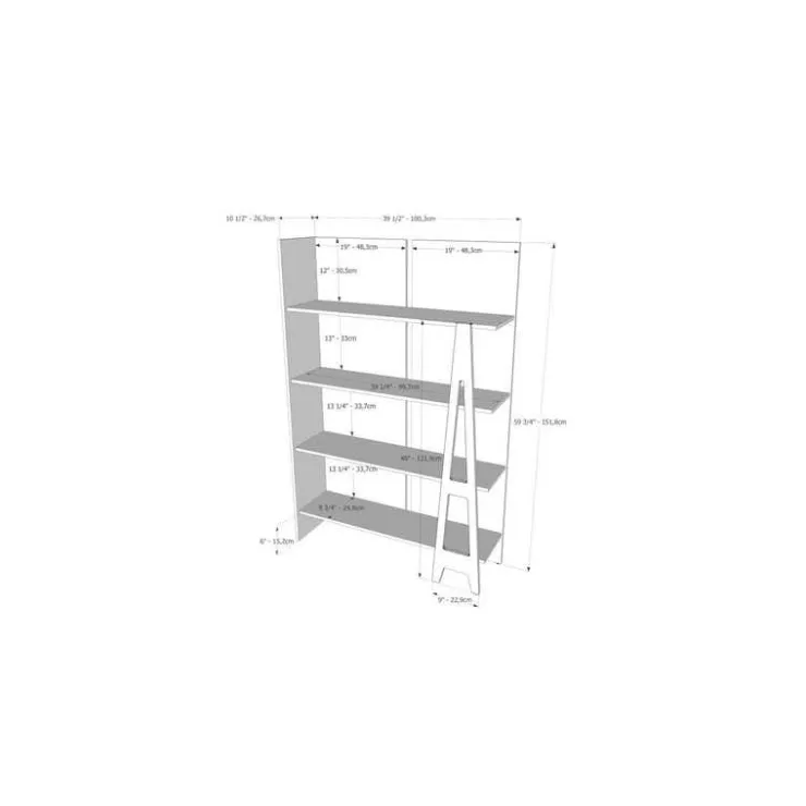 Nexera Atypik Bookcase, White And Plywood - White and Beige Discount
