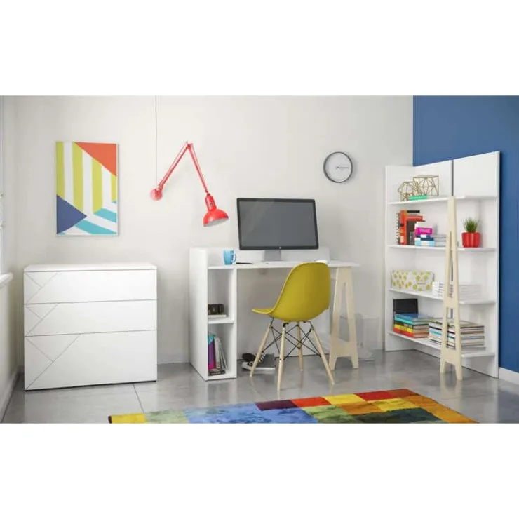 Nexera Atypik Bookcase, White And Plywood - White and Beige Discount