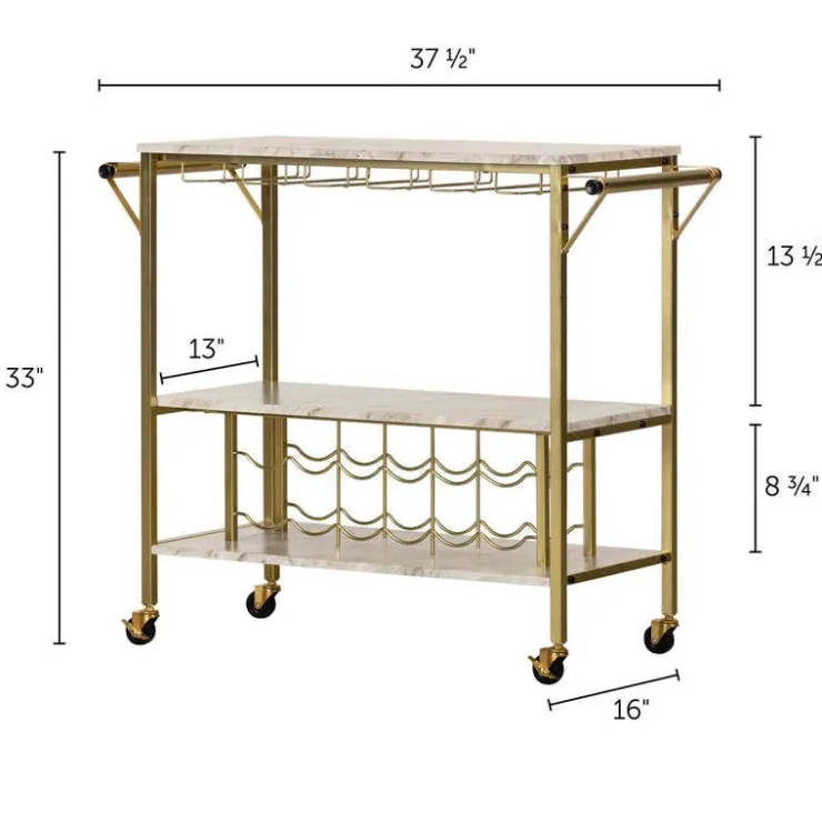 Meubles South Shore Bar Cart - South Shore Faux Marble and Gold Clearance