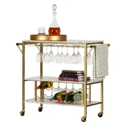 Meubles South Shore Bar Cart - South Shore Faux Marble and Gold Clearance