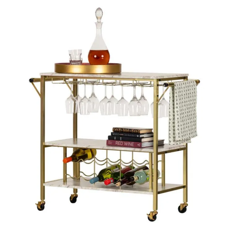 Meubles South Shore Bar Cart - South Shore Faux Marble and Gold Clearance