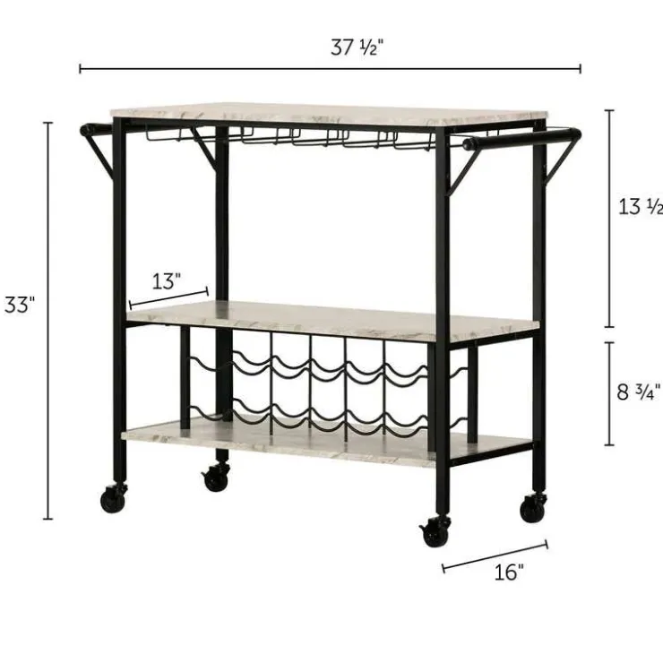 Meubles South Shore Bar Cart - South Shore Faux Marble and Black