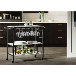 Meubles South Shore Bar Cart - South Shore Faux Marble and Black