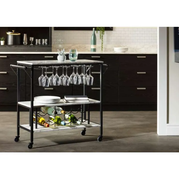 Meubles South Shore Bar Cart - South Shore Faux Marble and Black