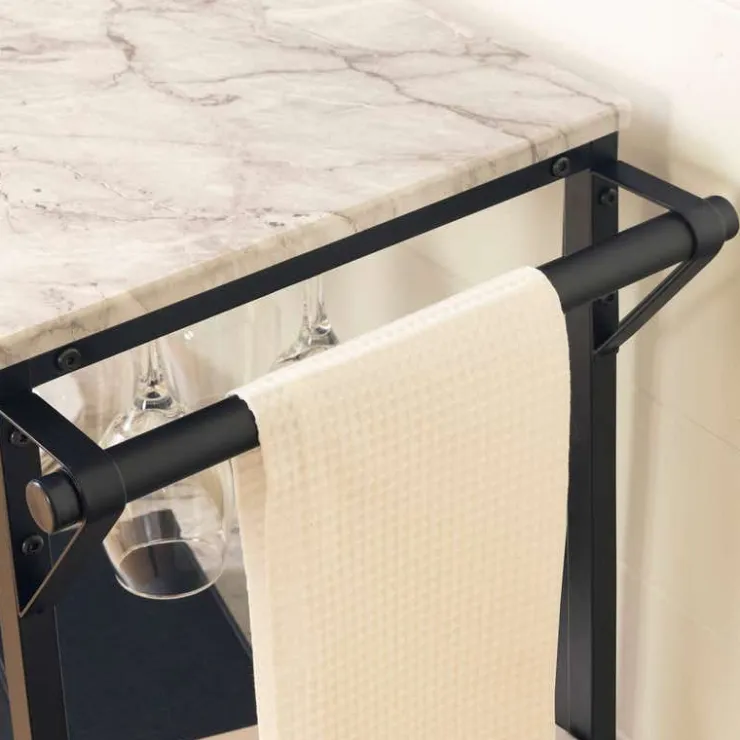 Meubles South Shore Bar Cart - South Shore Faux Marble and Black
