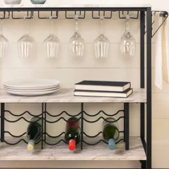 Meubles South Shore Bar Cart - South Shore Faux Marble and Black
