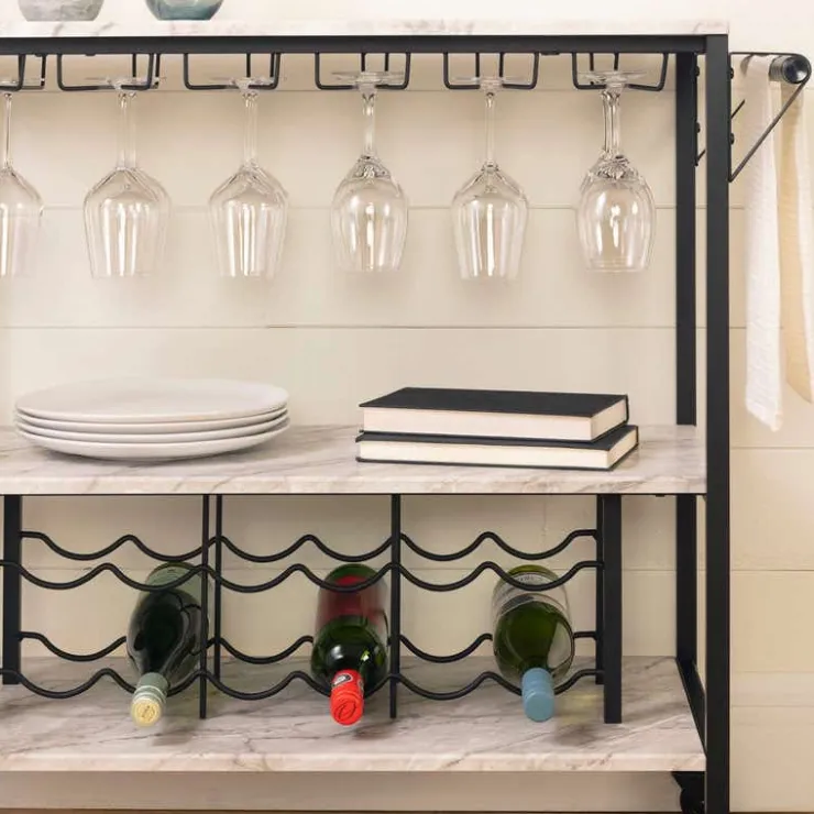 Meubles South Shore Bar Cart - South Shore Faux Marble and Black
