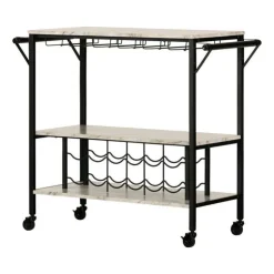 Meubles South Shore Bar Cart - South Shore Faux Marble and Black