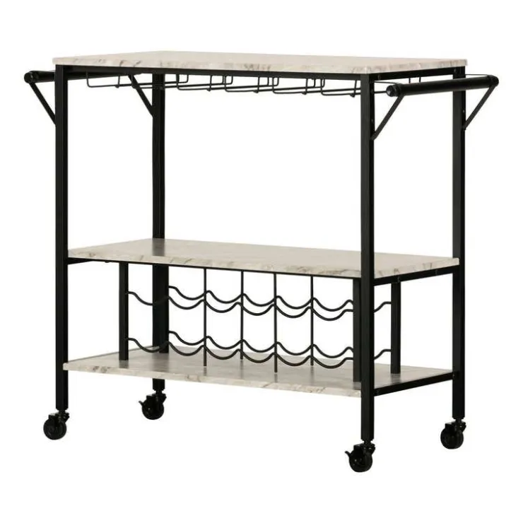 Meubles South Shore Bar Cart - South Shore Faux Marble and Black