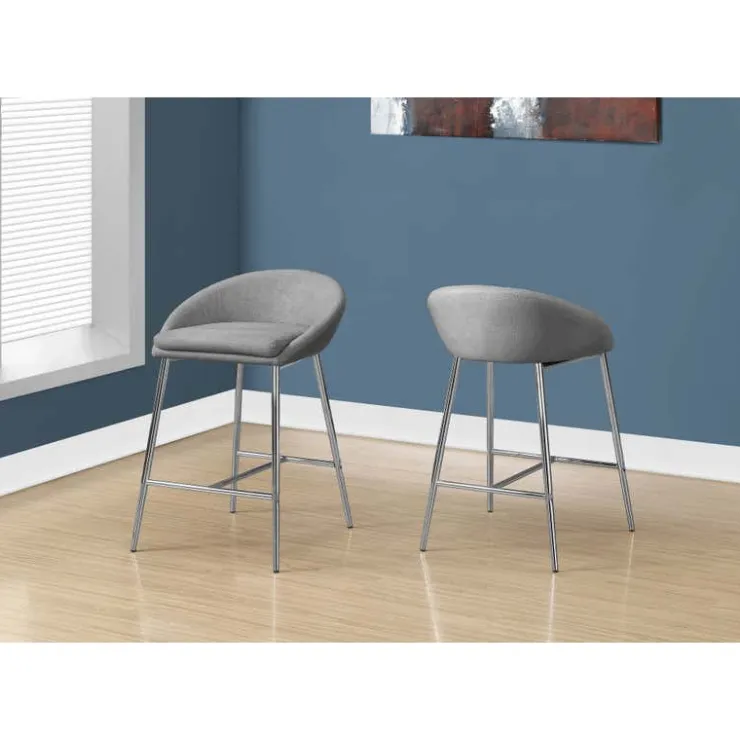 Monarch Barstool - 2pcs / fabric / chrome / counter height Grey Hot