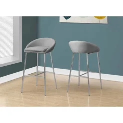 Monarch Barstool - 2pcs / fabric / chrome base / bar height Grey New