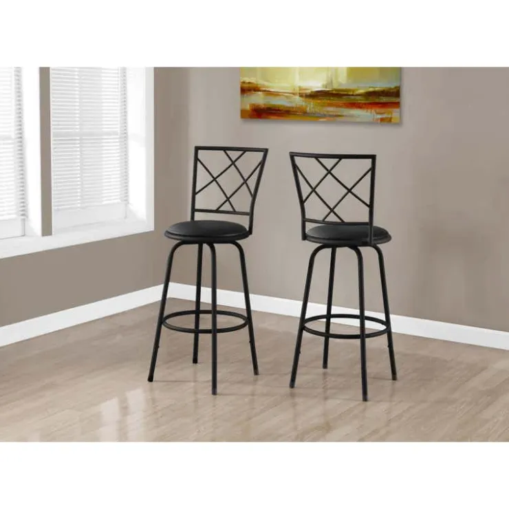 Monarch Barstool - 2pcs / swivel / / leather-look seat Black Sale
