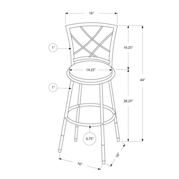 Monarch Barstool - 2pcs / swivel / / leather-look seat Black Sale