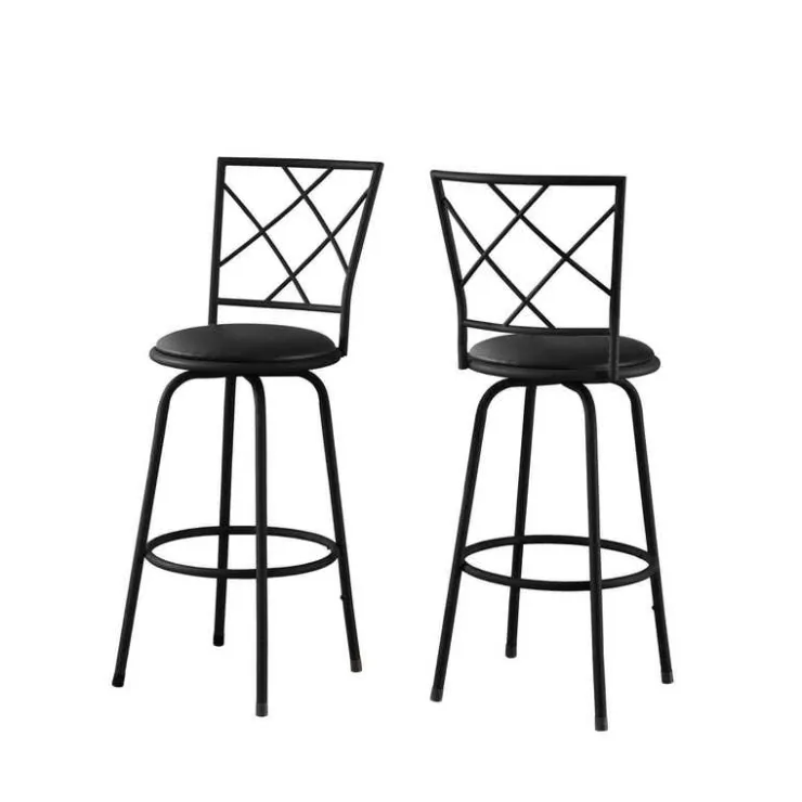 Monarch Barstool - 2pcs / swivel / / leather-look seat Black Sale