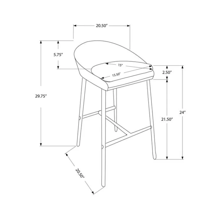 Monarch Barstool - 2pcs / / chrome base / counter height White Online