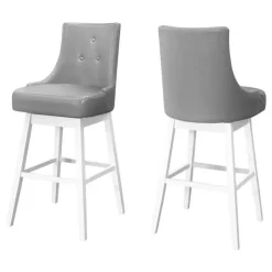 Monarch Barstool - set of 2 / swivel / tufted back rest / upholstered / bar height -4 Grey Online