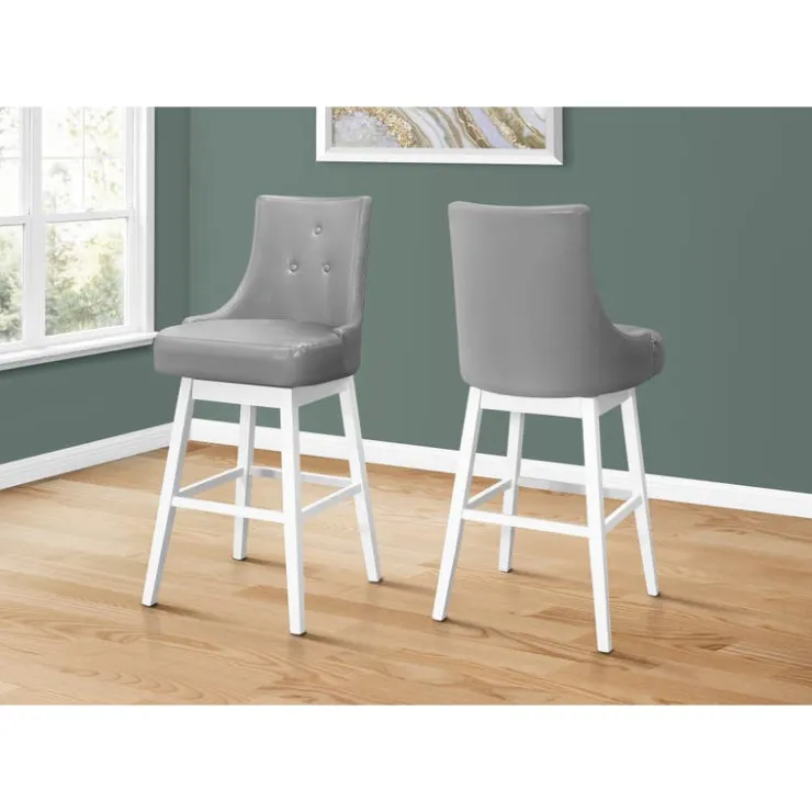 Monarch Barstool - set of 2 / swivel / tufted back rest / upholstered / bar height -4 Grey Online