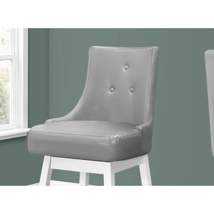 Monarch Barstool - set of 2 / swivel / tufted back rest / upholstered / bar height -4 Grey Online