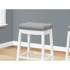 Monarch Barstool - set of 2 / tufted / nailhead trim / upholstered / bar height - 29" White Hot