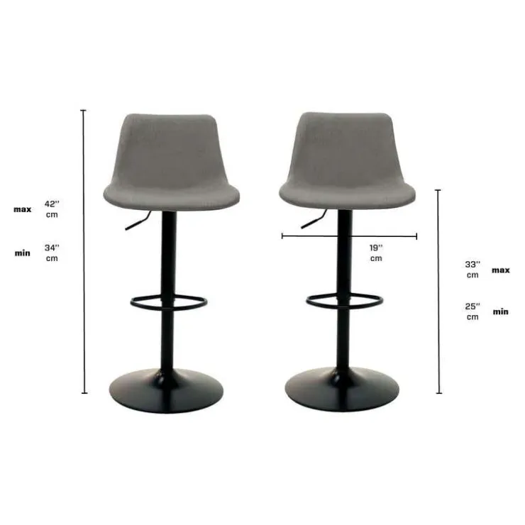 Barstools (Set of 2) Grey Clearance